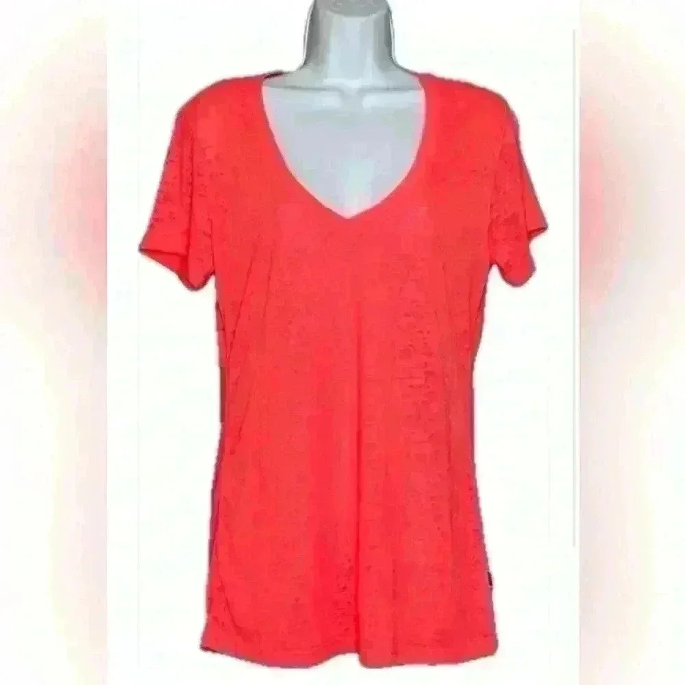 Soffe Coral/Pink V-neck Junior's Top (188)